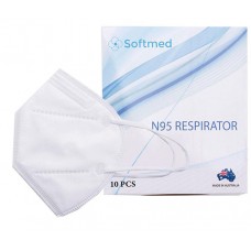 Softmed N95 Respirator Face Mask - Single Use – Flat Folded - White - Earloop – TGA ARTG 341917 - AS NZS 1716:2012 P2 – REF SM-SR201-10 - 1 x  Box 10pcs AUSTRALIAN MADE